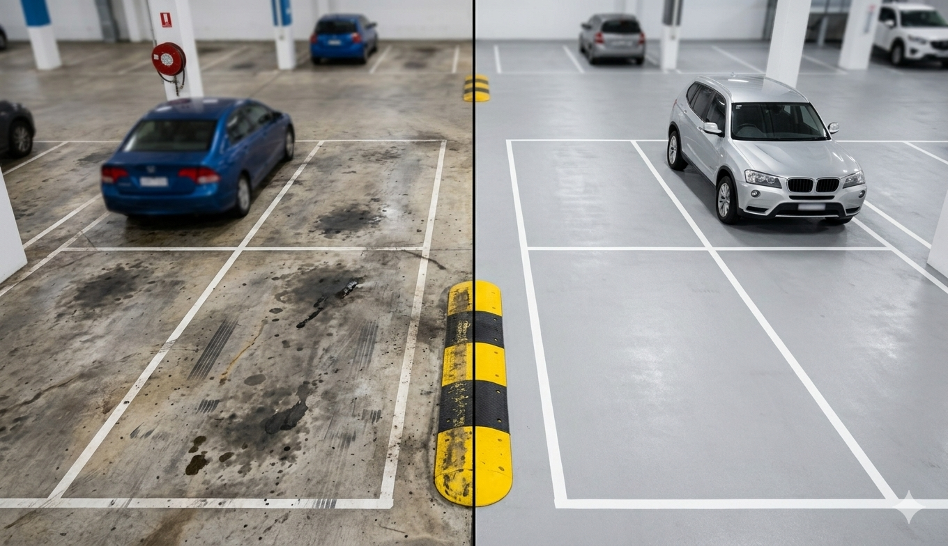 Commercial car park pressure washing South Melbourne