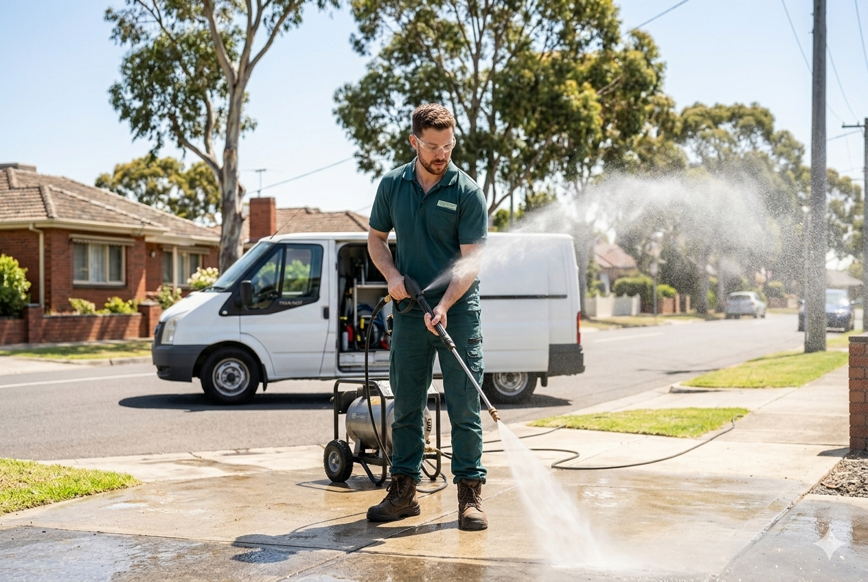 Professional pressure washing Melbourne driveway — Golden Star